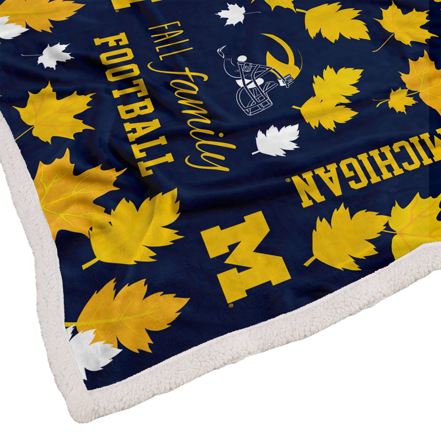 Pegasus Michigan Wolverines 60" x 70" Fall Family  Football Flannel Fleece Sherpa Blanket